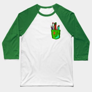 Art in my Pocket - Art Supplies in Shirt Pocket Design Baseball T-Shirt